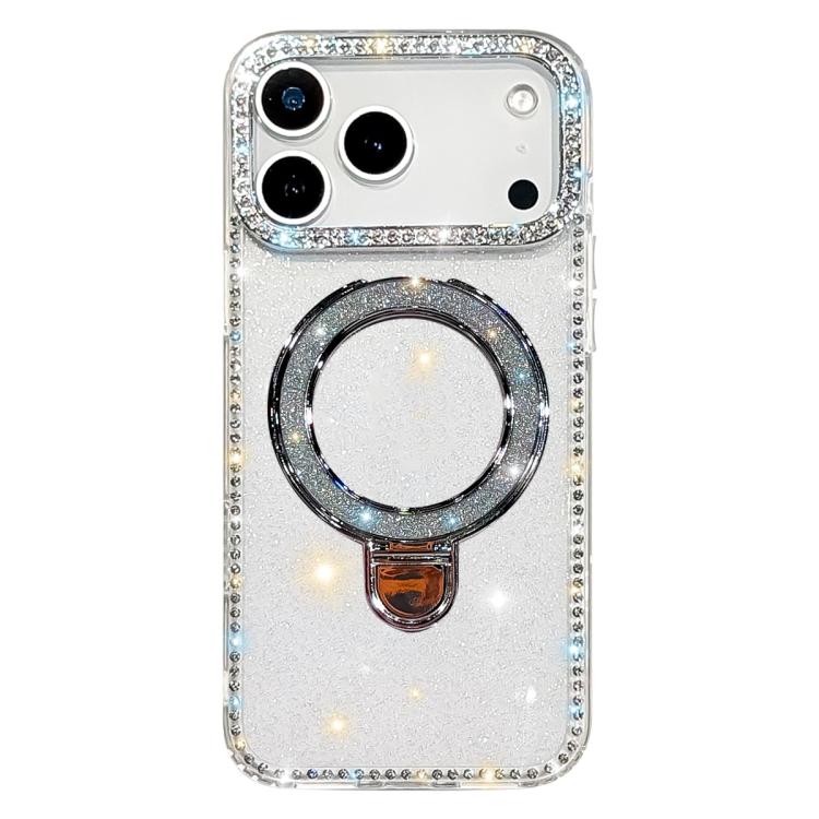 Custodia per telefono IMD a doppia faccia con supporto glitterato e strass, For iPhone 17 Pro Max, For iPhone 17 Pro, For iPhone 17, For iPhone Air