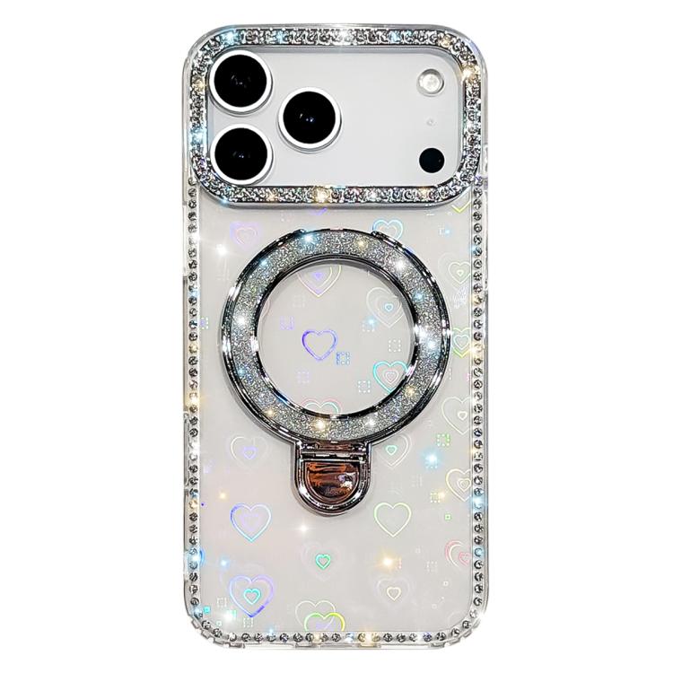 Custodia per telefono IMD a doppia faccia con supporto glitterato e strass, For iPhone 17 Pro Max, For iPhone 17 Pro, For iPhone 17, For iPhone Air