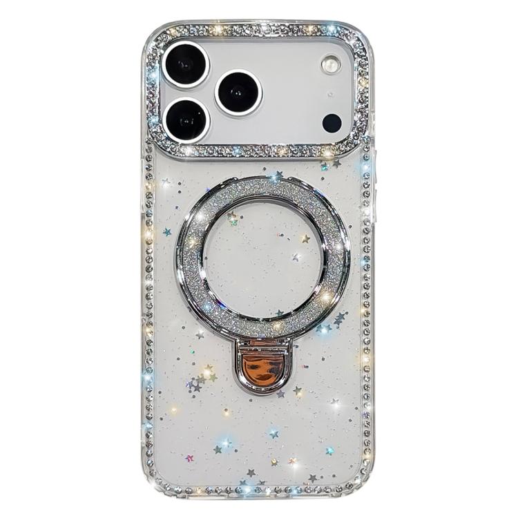 Custodia per telefono IMD a doppia faccia con supporto glitterato e strass, For iPhone 17 Pro Max, For iPhone 17 Pro, For iPhone 17, For iPhone Air