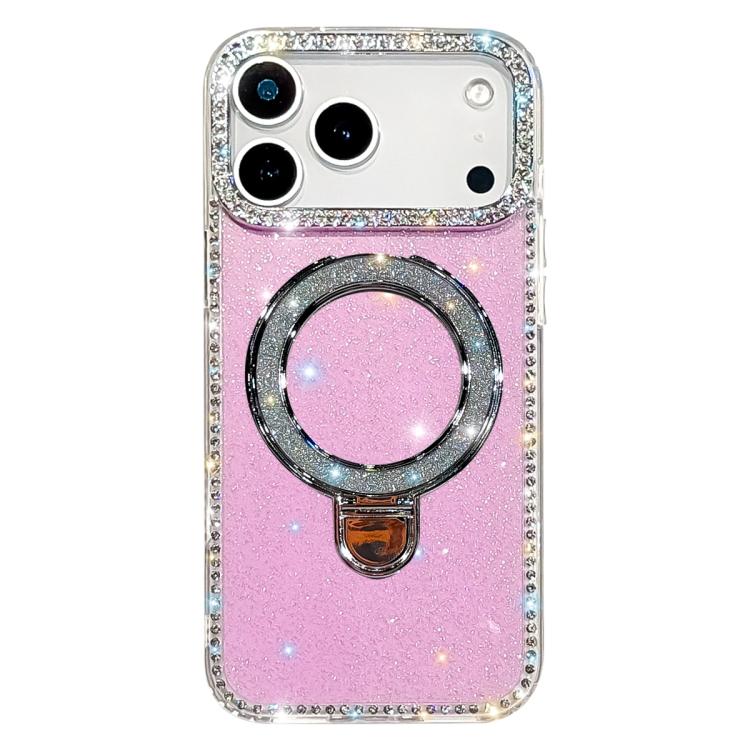 Custodia per telefono IMD a doppia faccia con supporto glitterato e strass, For iPhone 17 Pro Max, For iPhone 17 Pro, For iPhone 17, For iPhone Air