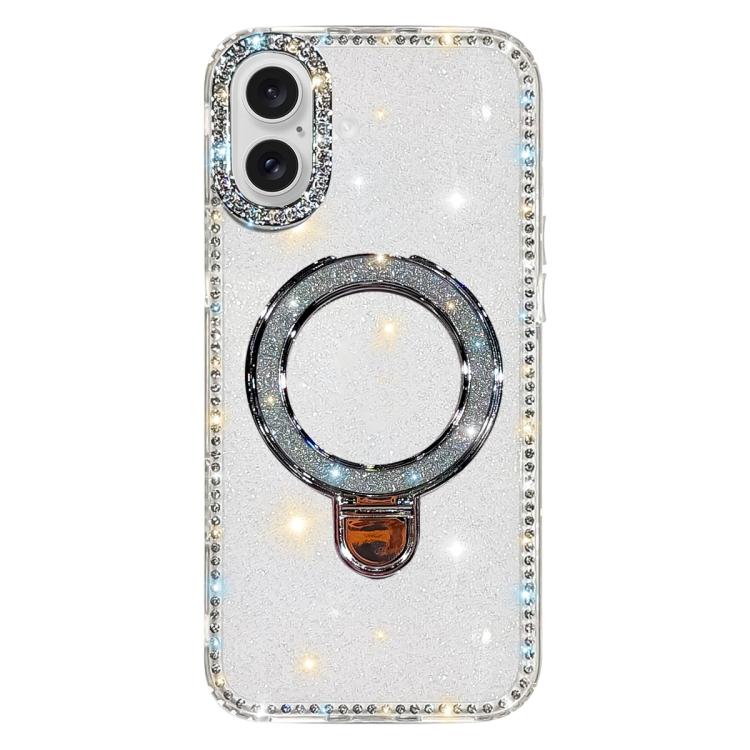 Custodia per telefono IMD a doppia faccia con supporto glitterato e strass, For iPhone 17 Pro Max, For iPhone 17 Pro, For iPhone 17, For iPhone Air