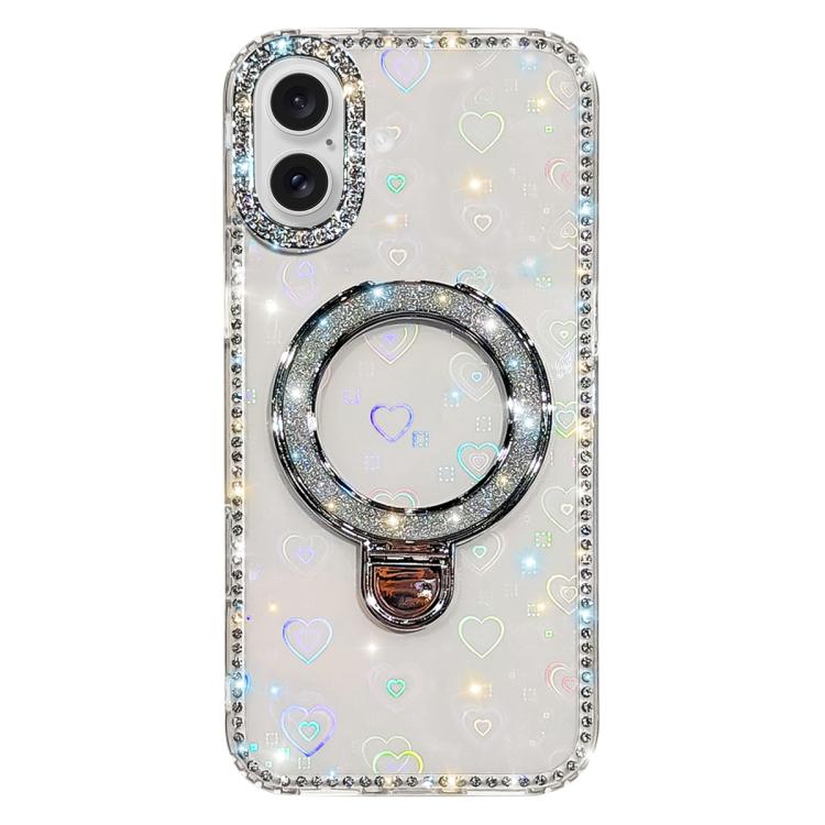 Custodia per telefono IMD a doppia faccia con supporto glitterato e strass, For iPhone 17 Pro Max, For iPhone 17 Pro, For iPhone 17, For iPhone Air