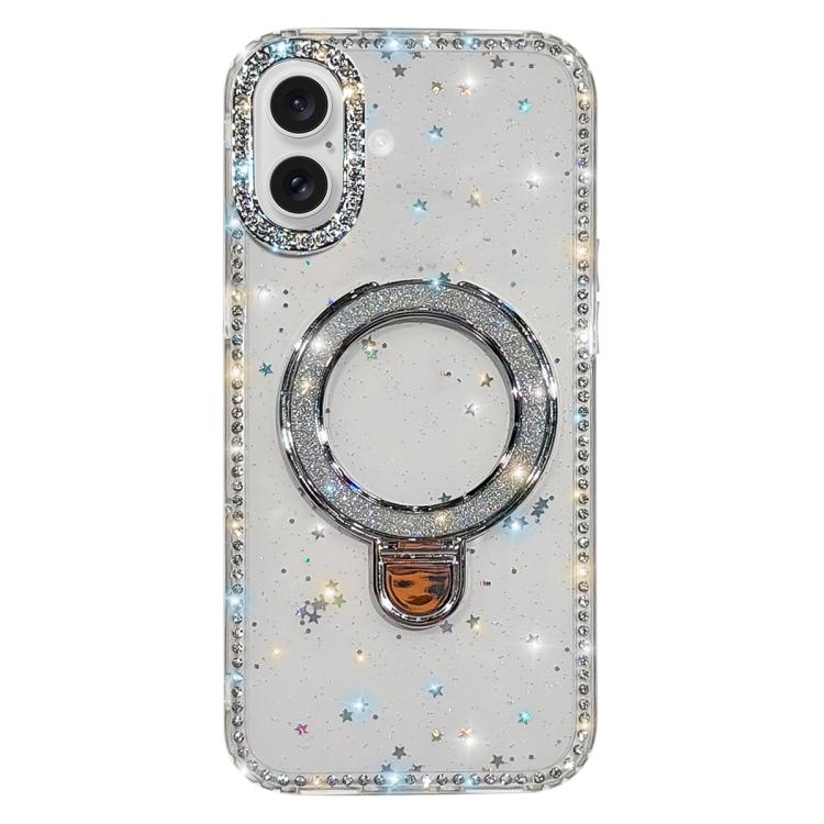 Custodia per telefono IMD a doppia faccia con supporto glitterato e strass, For iPhone 17 Pro Max, For iPhone 17 Pro, For iPhone 17, For iPhone Air