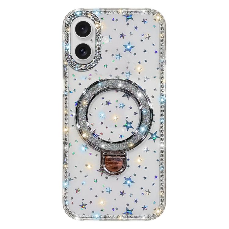 Custodia per telefono IMD a doppia faccia con supporto glitterato e strass, For iPhone 17 Pro Max, For iPhone 17 Pro, For iPhone 17, For iPhone Air