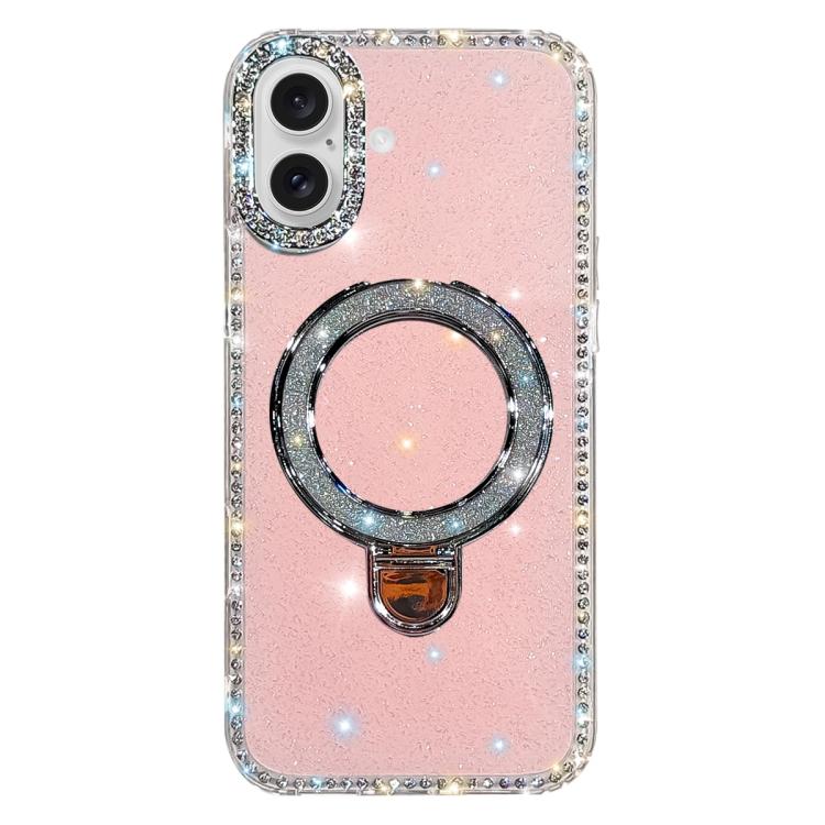 Custodia per telefono IMD a doppia faccia con supporto glitterato e strass, For iPhone 17 Pro Max, For iPhone 17 Pro, For iPhone 17, For iPhone Air