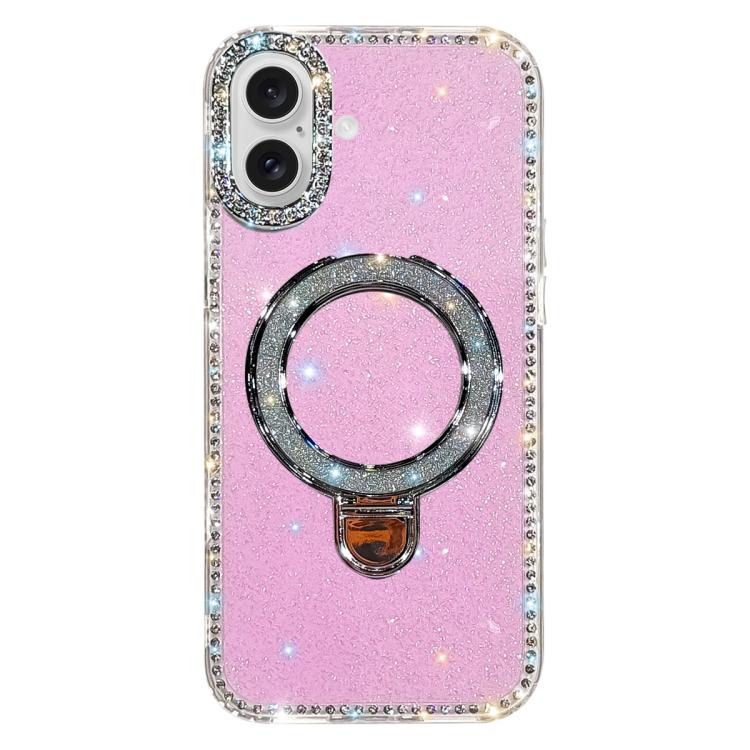 Custodia per telefono IMD a doppia faccia con supporto glitterato e strass, For iPhone 17 Pro Max, For iPhone 17 Pro, For iPhone 17, For iPhone Air