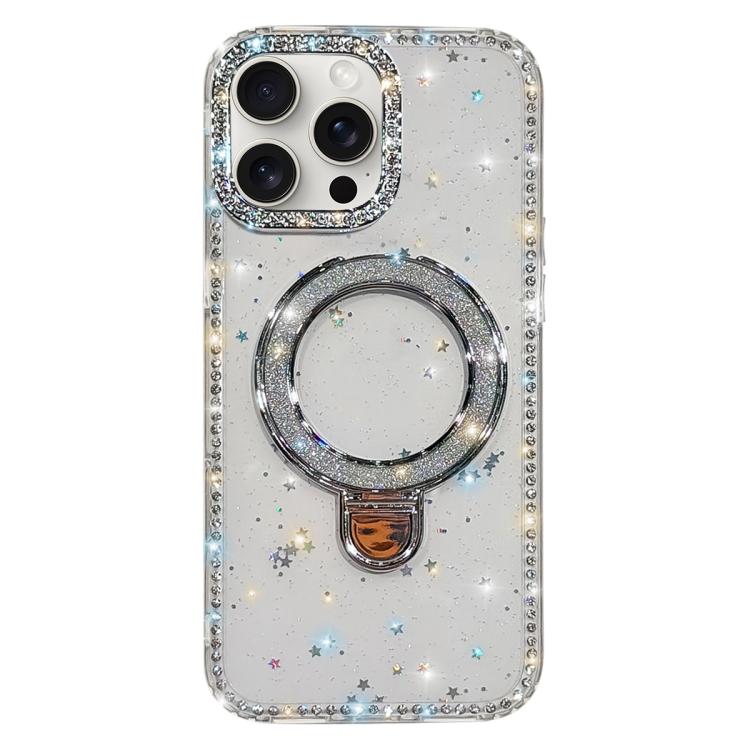 Custodia per telefono IMD a doppia faccia con supporto glitterato e strass, For iPhone 15 Pro Max, For iPhone 15 Pro, For iPhone 15, For iPhone 14