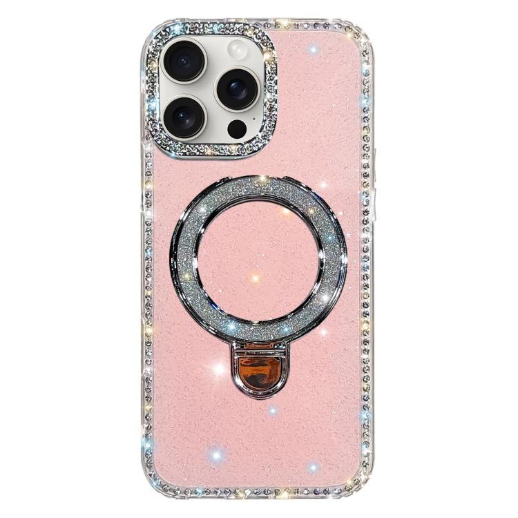 Custodia per telefono IMD a doppia faccia con supporto glitterato e strass, For iPhone 15 Pro Max, For iPhone 15 Pro, For iPhone 15, For iPhone 14