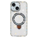 Custodia per telefono IMD a doppia faccia con supporto glitterato e strass, For iPhone 15 Pro Max, For iPhone 15 Pro, For iPhone 15, For iPhone 14