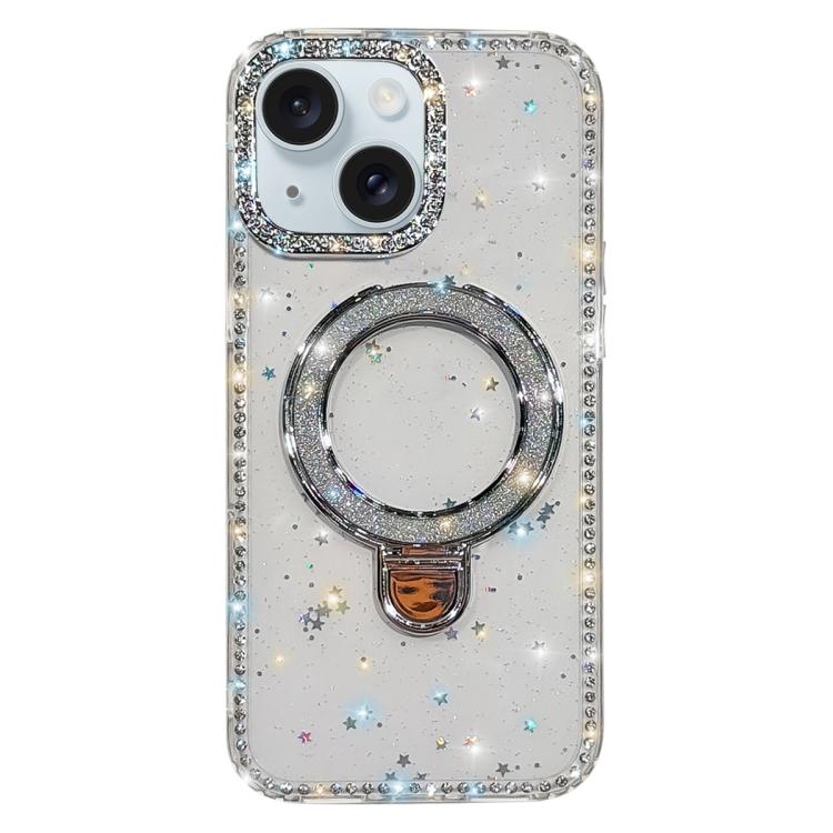 Custodia per telefono IMD a doppia faccia con supporto glitterato e strass, For iPhone 15 Pro Max, For iPhone 15 Pro, For iPhone 15, For iPhone 14