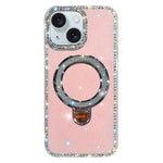 Custodia per telefono IMD a doppia faccia con supporto glitterato e strass, For iPhone 15 Pro Max, For iPhone 15 Pro, For iPhone 15, For iPhone 14