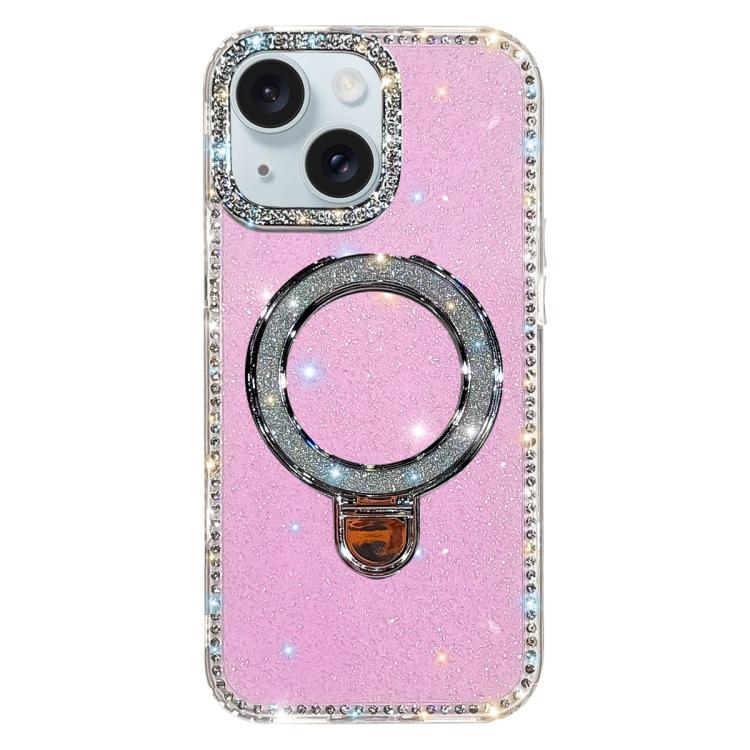 Custodia per telefono IMD a doppia faccia con supporto glitterato e strass, For iPhone 15 Pro Max, For iPhone 15 Pro, For iPhone 15, For iPhone 14
