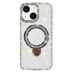 Custodia per telefono IMD a doppia faccia con supporto glitterato e strass, For iPhone 15 Pro Max, For iPhone 15 Pro, For iPhone 15, For iPhone 14