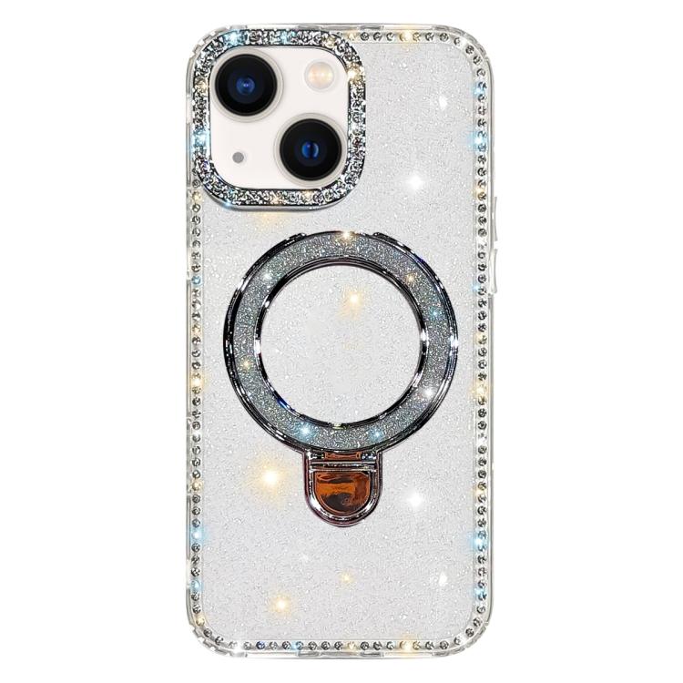 Custodia per telefono IMD a doppia faccia con supporto glitterato e strass, For iPhone 15 Pro Max, For iPhone 15 Pro, For iPhone 15, For iPhone 14