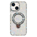 Custodia per telefono IMD a doppia faccia con supporto glitterato e strass, For iPhone 15 Pro Max, For iPhone 15 Pro, For iPhone 15, For iPhone 14