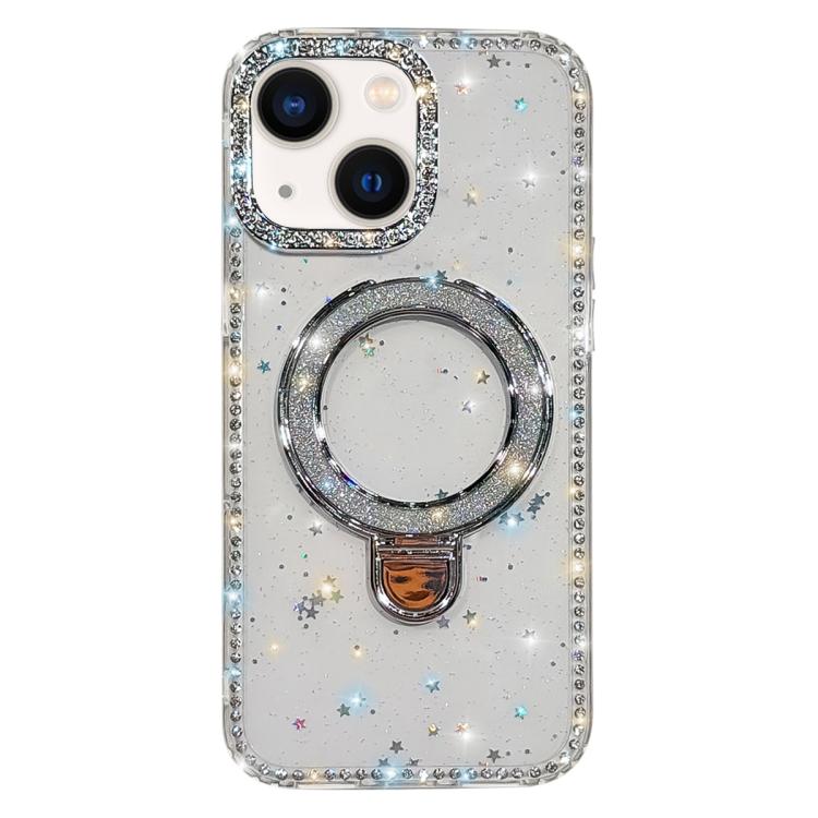 Custodia per telefono IMD a doppia faccia con supporto glitterato e strass, For iPhone 15 Pro Max, For iPhone 15 Pro, For iPhone 15, For iPhone 14