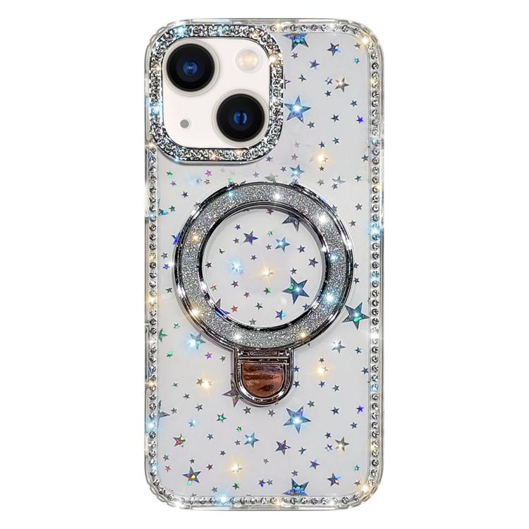 Custodia per telefono IMD a doppia faccia con supporto glitterato e strass, For iPhone 15 Pro Max, For iPhone 15 Pro, For iPhone 15, For iPhone 14