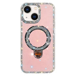 Custodia per telefono IMD a doppia faccia con supporto glitterato e strass, For iPhone 15 Pro Max, For iPhone 15 Pro, For iPhone 15, For iPhone 14