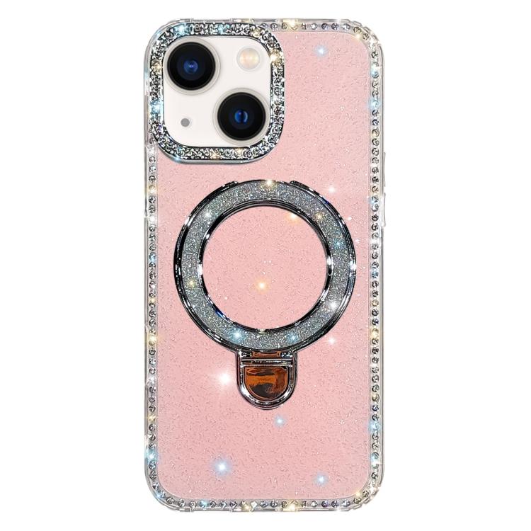 Custodia per telefono IMD a doppia faccia con supporto glitterato e strass, For iPhone 15 Pro Max, For iPhone 15 Pro, For iPhone 15, For iPhone 14