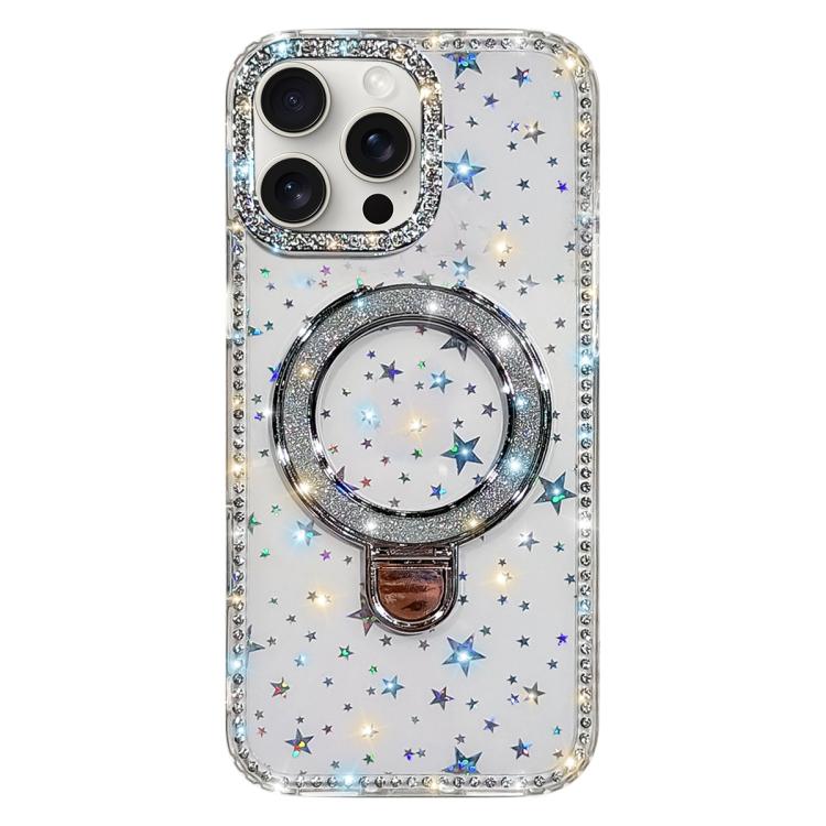 Custodia per telefono IMD a doppia faccia con supporto glitterato e strass, For iPhone 14 Pro, For iPhone 14 Pro Max, For iPhone 13 Pro Max, For iPhone 13 Pro