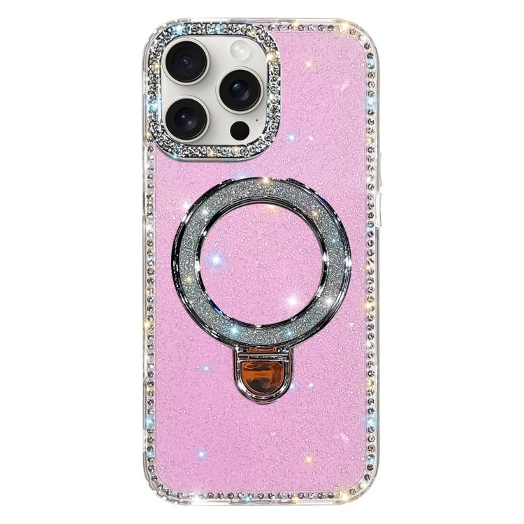 Custodia per telefono IMD a doppia faccia con supporto glitterato e strass, For iPhone 14 Pro, For iPhone 14 Pro Max, For iPhone 13 Pro Max, For iPhone 13 Pro