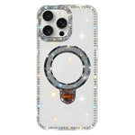 Custodia per telefono IMD a doppia faccia con supporto glitterato e strass, For iPhone 14 Pro, For iPhone 14 Pro Max, For iPhone 13 Pro Max, For iPhone 13 Pro