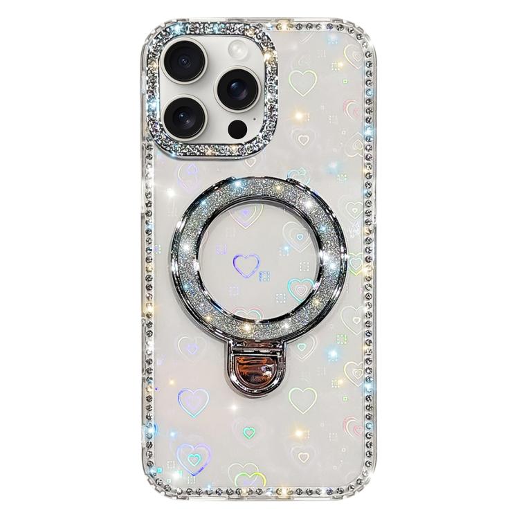 Custodia per telefono IMD a doppia faccia con supporto glitterato e strass, For iPhone 14 Pro, For iPhone 14 Pro Max, For iPhone 13 Pro Max, For iPhone 13 Pro