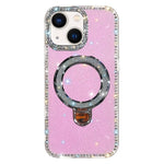 Custodia per telefono IMD a doppia faccia con supporto glitterato e strass, For iPhone 13
