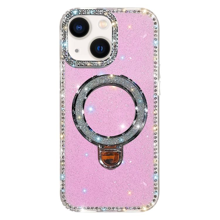 Custodia per telefono IMD a doppia faccia con supporto glitterato e strass, For iPhone 13