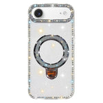 Custodia per telefono IMD a doppia faccia con supporto glitterato e strass, For iPhone 17 Pro Max, For iPhone 17 Pro, For iPhone 17, For iPhone Air