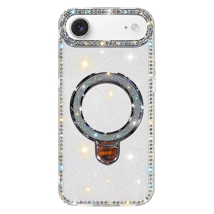 Custodia per telefono IMD a doppia faccia con supporto glitterato e strass, For iPhone 17 Pro Max, For iPhone 17 Pro, For iPhone 17, For iPhone Air