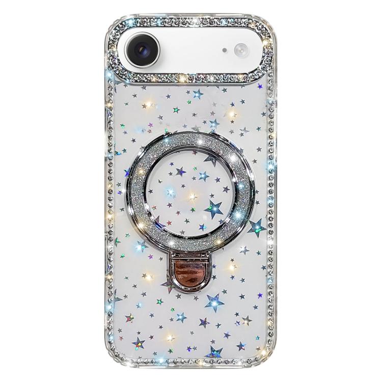Custodia per telefono IMD a doppia faccia con supporto glitterato e strass, For iPhone 17 Pro Max, For iPhone 17 Pro, For iPhone 17, For iPhone Air