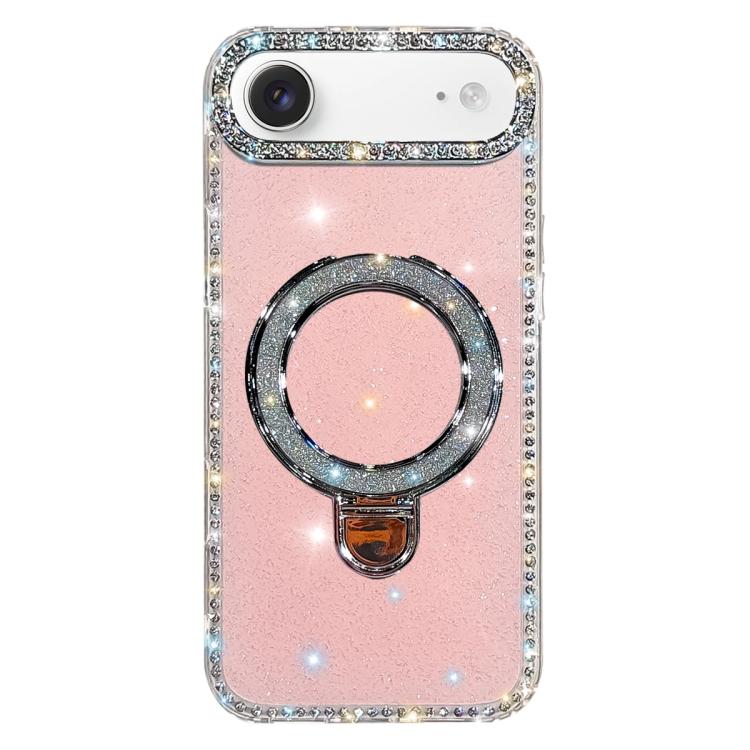 Custodia per telefono IMD a doppia faccia con supporto glitterato e strass, For iPhone 17 Pro Max, For iPhone 17 Pro, For iPhone 17, For iPhone Air