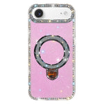 Custodia per telefono IMD a doppia faccia con supporto glitterato e strass, For iPhone 17 Pro Max, For iPhone 17 Pro, For iPhone 17, For iPhone Air