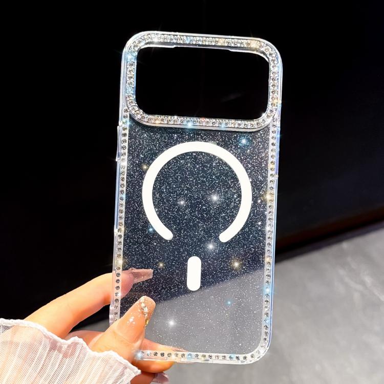Custodia per telefono ibrida in TPU e IMD PC con strass su entrambi i lati e magnete., For iPhone 15 Pro Max, For iPhone 15 Pro, For iPhone 15, For iPhone 14