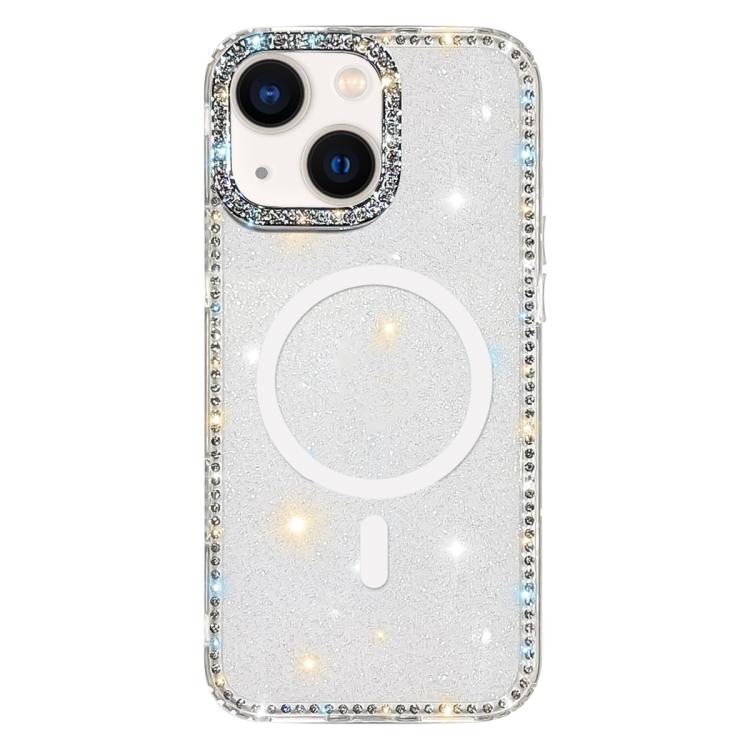 Custodia per telefono ibrida in TPU e IMD PC con strass su entrambi i lati e magnete., For iPhone 13