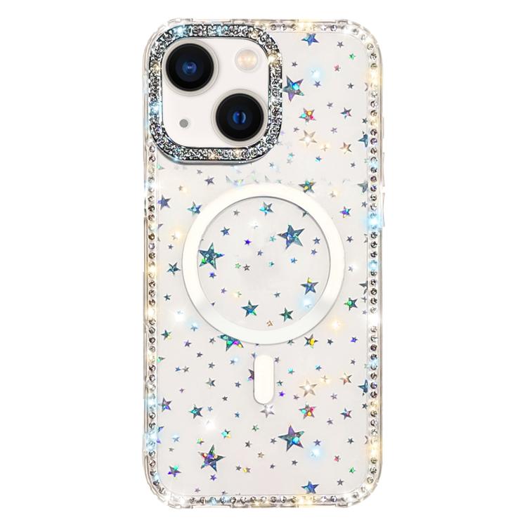 Custodia per telefono ibrida in TPU e IMD PC con strass su entrambi i lati e magnete., For iPhone 13