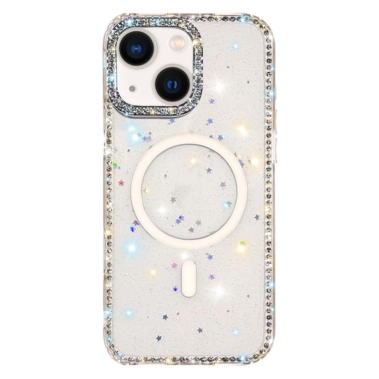 Custodia per telefono ibrida in TPU e IMD PC con strass su entrambi i lati e magnete., For iPhone 13