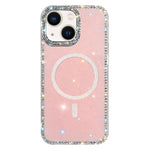 Custodia per telefono ibrida in TPU e IMD PC con strass su entrambi i lati e magnete., For iPhone 13