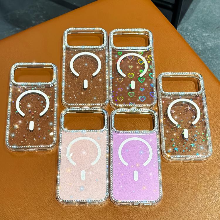 Custodia per telefono ibrida in TPU e IMD PC con strass su entrambi i lati e magnete., For iPhone 14 Pro, For iPhone 14 Pro Max, For iPhone 13 Pro Max, For iPhone 13 Pro