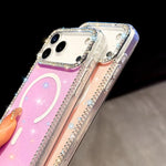 Custodia per telefono ibrida in TPU e IMD PC con strass su entrambi i lati e magnete., For iPhone 17 Pro Max, For iPhone 17 Pro, For iPhone 17, For iPhone Air