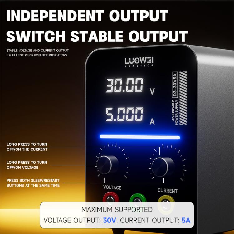 LUOWEI D3 Alimentatore digitale CC regolabile da 30 V / 5 A, EU Plug, US Plug