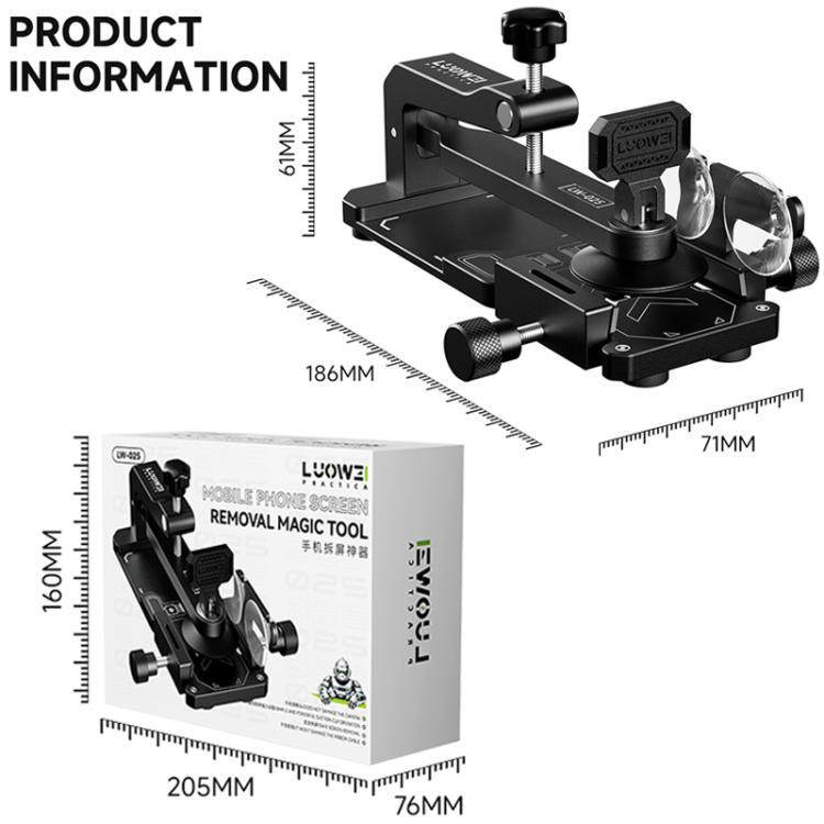 LUOWEI LW-025 Morsetto multifunzionale per la rimozione della pellicola protettiva dello schermo del cellulare con ventose