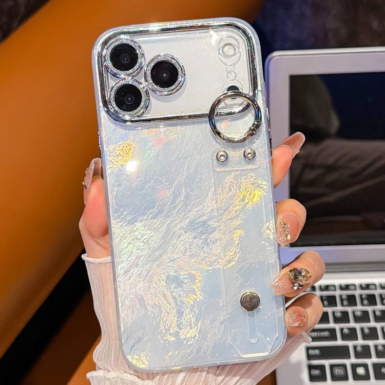 Custodia per telefono in TPU con cinturino da polso dalla texture metallica simile a una lamina placcata e pellicola protettiva per l'obiettivo., For iPhone 17 Pro Max, For iPhone 17 Pro, For iPhone 17, For iPhone Air, For iPhone 16 Pro Max            ...