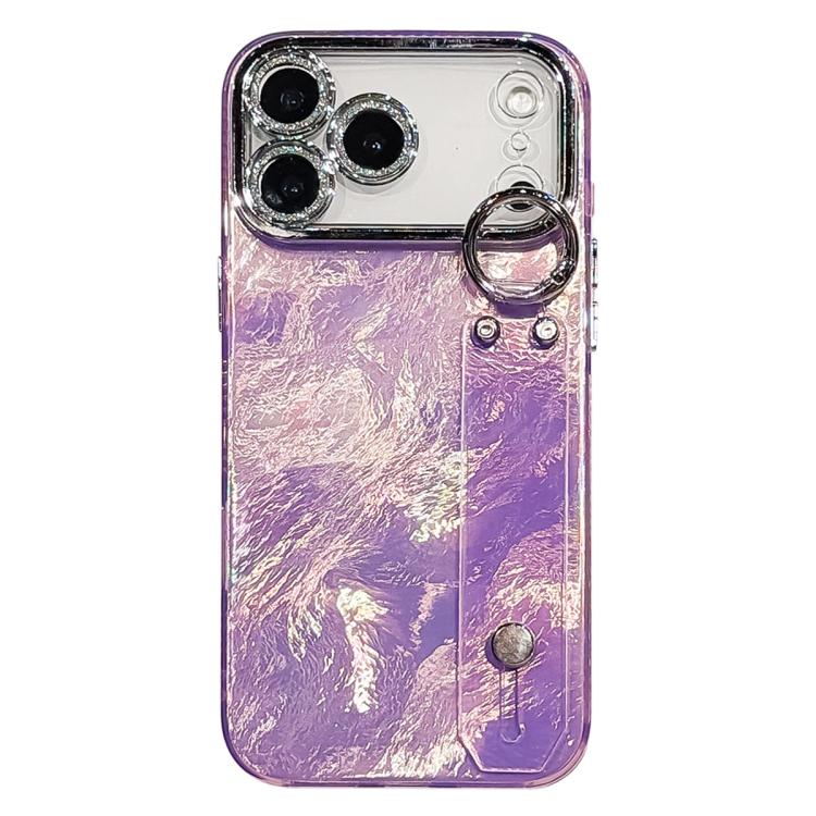 Custodia per telefono in TPU con cinturino da polso dalla texture metallica simile a una lamina placcata e pellicola protettiva per l'obiettivo., For iPhone 17 Pro Max, For iPhone 17 Pro, For iPhone 17, For iPhone Air, For iPhone 16 Pro Max            ...