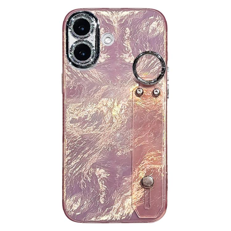 Custodia per telefono in TPU con cinturino da polso dalla texture metallica simile a una lamina placcata e pellicola protettiva per l'obiettivo., For iPhone 17 Pro Max, For iPhone 17 Pro, For iPhone 17, For iPhone Air, For iPhone 16 Pro Max            ...