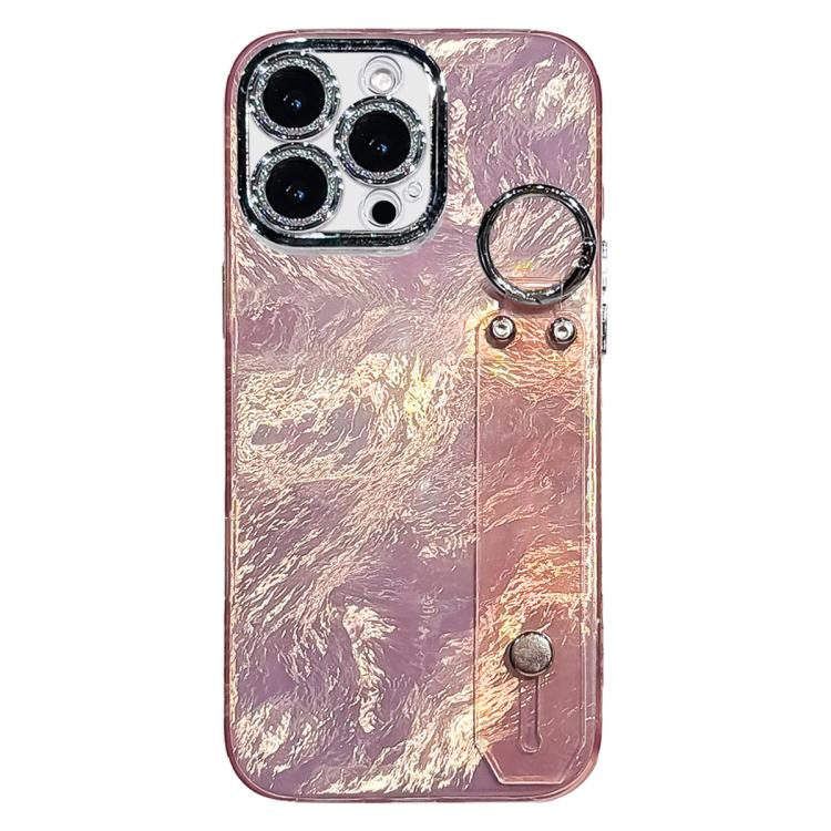 Custodia per telefono in TPU con cinturino da polso dalla texture metallica simile a una lamina placcata e pellicola protettiva per l'obiettivo., For iPhone 15 Pro Max, For iPhone 15 Pro, For iPhone 15, For iPhone 14, For iPhone 14 Pro                 ...