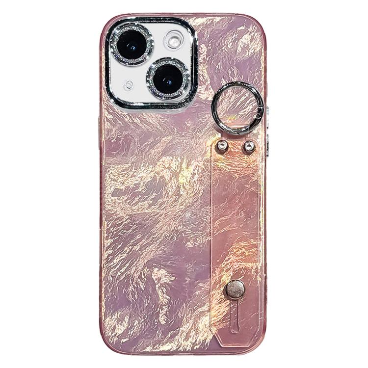 Custodia per telefono in TPU con cinturino da polso dalla texture metallica simile a una lamina placcata e pellicola protettiva per l'obiettivo., For iPhone 15 Pro Max, For iPhone 15 Pro, For iPhone 15, For iPhone 14, For iPhone 14 Pro                 ...