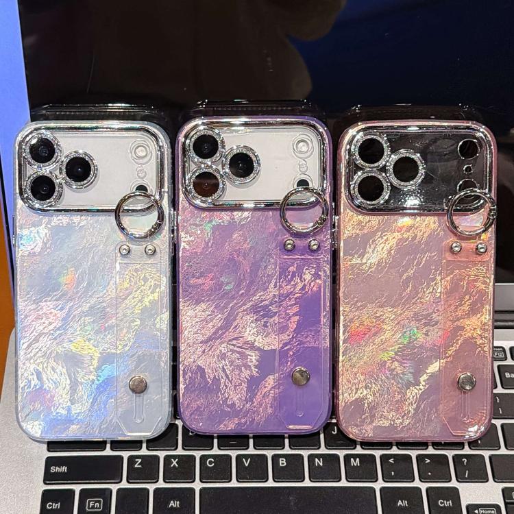 Custodia per telefono in TPU con cinturino da polso dalla texture metallica simile a una lamina placcata e pellicola protettiva per l'obiettivo., For iPhone 17 Pro Max, For iPhone 17 Pro, For iPhone 17, For iPhone Air, For iPhone 16 Pro Max            ...