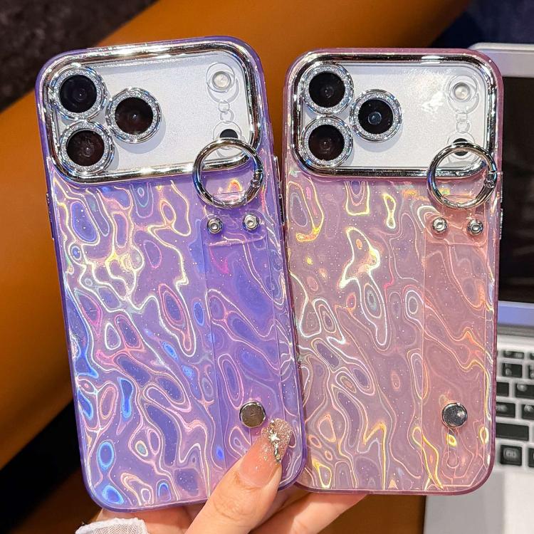 Custodia per telefono in TPU con cinturino da polso dalla texture metallica simile a una lamina placcata e pellicola protettiva per l'obiettivo., For iPhone 15 Pro Max, For iPhone 15 Pro, For iPhone 15, For iPhone 14, For iPhone 14 Pro                 ...